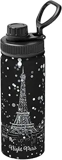 Night Paris Eiffel Tower Camping Hiking Hydration Flask,Stainless Steel Outdoor Water Bottle,Double Walled Insulated