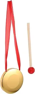 Kisangel Mini Copper Gong with Mallet and Ribbon Percussion Musical Instrument for Celebration and Learning Handheld Easy to Play Design for Beginners
