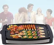 Electric Grill Pan, 2000W Teppanyaki Grill, Grill Plate with 5 Gears Temperature Control and Drawer Drain Pan, Teppanyaki Electric Grill, Maximum Temperature 250℃, for Family Dinne Party Camping