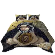 Edgar Allan Poe Nevermore Dark Raven Girl Coverlet