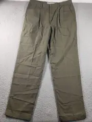 Dockers Pants Men's 38x34 Green Khaki Pleated Straight Leg Cotton Casual NWT