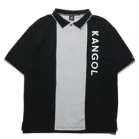 在飛比找momo購物網優惠-【KANGOL】上衣 POLO衫 黑灰 拼接 刺繡大LOGO