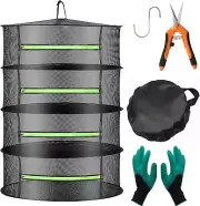 Herb Drying Rack,Herb Drying Rack Hanging,2 Ft 4 Tier Folding Mesh Zippered H...