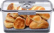 Bread Box for Homemade Bread, Bread Boxes for Kitchen Counter Airtight, Time Recording Bread Storage Container with Lid, Bread Containers Storage Airtight Loaf Bread Keeper, Grey