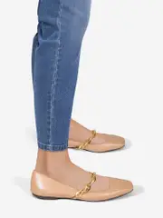Beige Nappa Leather Diamond Tilda Flats