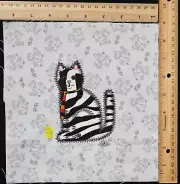 16- Machine Embroidered Applique Cats w/Wildlife Print Quilt Blocks