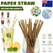100-1000pcs AU Colourful Paper Drinking Straws FOIL Metallic Party BULK SALES