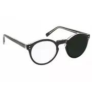 4X / +16 Diopter Magnifying Reading Glasses: Right Eye Magnified - Black Frame