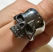 NWT Funky Chunky Silver Tone Heavy Skull Gothic Size 9 Ring DD4