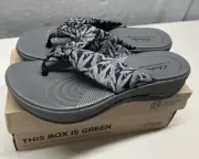 Clarks Cloudsteppers Arla Glison Women's Ortholite Sandals Gray Black Size: 6
