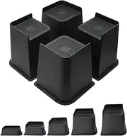 MQFORU Bed Risers 6 inch,L Shape Oversized Furniture Risers,Heavy Duty Support to 6000lbs,Wide Opening Bed Lifts for Bed, Couches, Tables, Desks (Black,4pack)