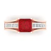 3.4 ct Princess Cut Tourmaline Statement Ring bridal Set Sliding 14k Rose Gold
