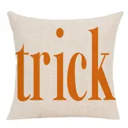 2PC Pillow Case Halloween Pumpkin Trick or Treat Letters Decoration Flax Sofa Cushion Pillow Case Cover E_45*45cm