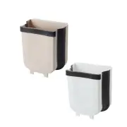 9L Hanging Bin Wall Mounted Folding Waste Bin Kitchen Dining Cabinet Trash Can - White