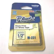 Brother P-Touch M Tape M-231 White 12mm 26.2 Length New