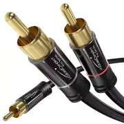 Kabeldirekt – Rca/Phono Y Cable – 6Ft Short – 1 to 2 Rca/Phono, Stereo Audio