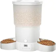 Gimars 5L Automatic Cat Feeder for 2 Cats, Programmable 1-6 Meals Cat Food Dispenser with Stainless Steel Bowl, Easy Setup, Dual Power Supply,10s Meal Call Timed Pet Feeder for Cats and Small Dogs