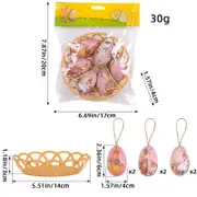 GGP Two Rabbits Five Sets Of Six Each Easter Egg Hanging Ornament Set With Creative Woven Basket Festive Decor For Home Scenes