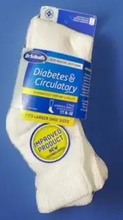 NEW Dr. Scholl’s Diabetes & Circulatory 2 Pair Women’s Ankle Size 8-12 White