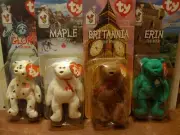Complete set of 4 McDonald's Ty Teenie Beanie Babies International Bears