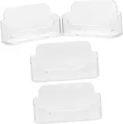 HAPINARY 4Pcs Transparent Business Card Holder Organizer Minimalist Name Card Display Stand for Desk Vendor Booth Material Space Saving Design