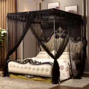 Black Ebony Ruffled Four 4 Post Bed Canopy Netting Curtains Sheer Panel ANY SIZE