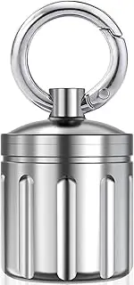 Stainless Steel Waterproof Pill Case, Pill Organizer for Outdoor Travel Camping, Keychain Small Holder Case, Carry Vitamins, Antibiotics, Birth Control Pills, Etc