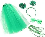 Abaodam . Patrick's Day Accessory Set Tutu Skirt Shamrock Headband Irish Festive Outfit Green