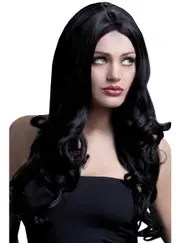 Rhianne Womens Curly Black Fashion Wig