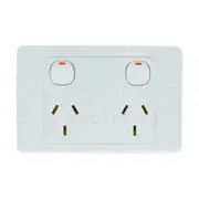 Clipsal 2000 Series Double Powerpoint 250V 10Amp Horizontal Double Pole White - 2025D-WE