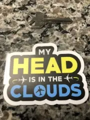 Aviation Flying Pilot Die Cut Sticker - My Head Is In The Clouds