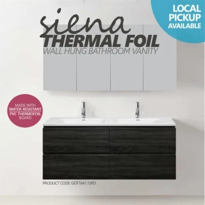 Bogetta 1500mm Grey Oak PVC Thermal Foil Timber Wood Grain Vanity