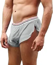 [GYMAPE] Herren Mesh Shorts mit großen Split Sides Unterwäsche Boxershorts Fishnet Sheer Badehose