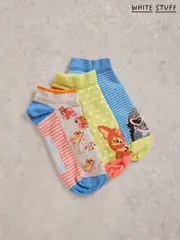 White Stuff Blue Pet Pals Trainers Socks 3 Pack (W22613) | $35