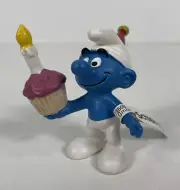 Schleich Smurfs 2012 Smurf Birthday Cupcake Candle Cake Figure Toy PVC Figurine