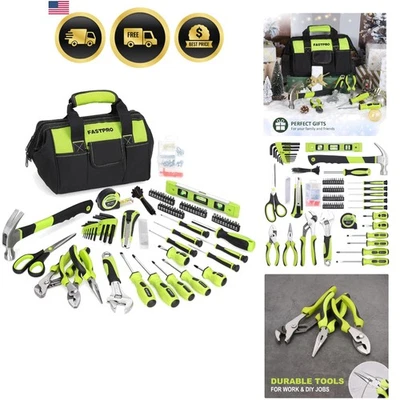 Home Tool Set 220 Pieces Household Repair Kit with Storage Bag Green