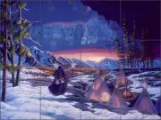 Ceramic Tile Mural Backsplash Kendrick Southwest Native Art Buffalo POV-LKA006