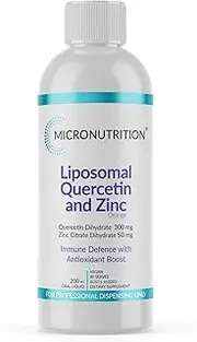 Liposomal Quercetin & Zinc Supplement 200ml Oral Liquid – Advanced Immune Support & Antioxidant Boost - Enhanced Absorption, High Bioavailability – Vegan, Non-GMO - Orange (40 Serves) - MICRONUTRITION
