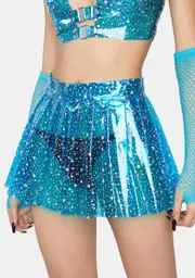 Aqua Chasing Starlight Vinyl Skirt