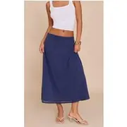 Navy Double Layer Chiffon Floaty Midaxi Skirt, Navy