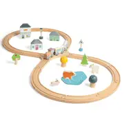 Bigjigs Rail 37-Piece Wooden Train Set – FSC Certified Figure-of-Eight Railway with Accessories