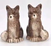 Fox Salt & Pepper Shakers Ashland Fall Pumpkin Patch Ceramic Brown 2.5" NWT
