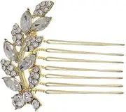 Vaguelly 1 PC Rhinestone Hair Comb Alloy Leaf Hair Accessory for Women Durable and Charming Headwear for Weddings and Special Occasions