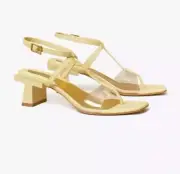 Tory Burch BLOCK T HEEL STRAPPY SANDAL Pale Yellow Size 8 (New in Box) $328