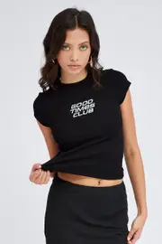 Black Graphic Tee Short sleeve Long Line - Size XXS, Women's Graphic Tee