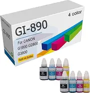 890 GI890 GI-890 High Yield Ink Bottles Compatible for Canon G1800 G2800 G3800 G1810 G2810 G3810 Printers, GI890 Refill Ink Bottles 135ml/ 70ml,4 Color-2 Set