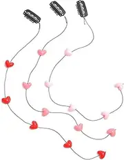 Numblartd Set of 3 Handmade Streamline Hair Extensions Hair Clip Pins with Acrylic Love Heart Bead - DIY Hair Clip Comb Hairpin Headdress Hair Accessories for Women