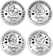 UNICRAFTALE 2Pcs 2 Styles New Parent Decision Coin Double-Sided Coins for Couples Stainless Steel Decision Making Coin Mommy'S Turn Daddy'S Turn Flip Coin New Parents Gifts for Moms Dads