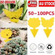 100x Dual Sided Strong Sticky Trap Insect Killer Fruit Fly Whitefly Trap Gnat AU