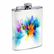 Bright Pretty Flowers Em1 Flask 8oz Stainless Steel Hip Drinking Whiskey